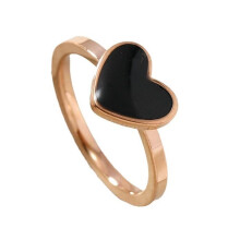 Women's Stainless Steel Enamel Minimalist High Polished Heart Ring Rose Gold Size 9