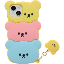 Candy Bear Case for iPhone 15 6.1" – Kawaii Soft Silicone, Cute 3D Stacked Design for Women, Girls & Kids