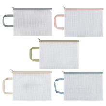 Soimiss 5Pcs Transparent Mesh Zipper Pouches Portable File Bags for Organizing Papers and Documents