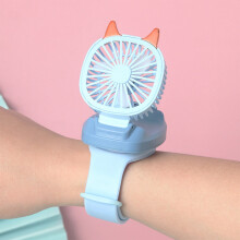 Mini USB stolový/zápästný ventilátor, 3 rýchlosti, odnímateľný remienok, RGB nočné svetlá, prenosný chladiaci ventilátor kompatibilný
