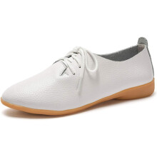 Klassischer Damenschuh aus Leder, Schnürschuh, flacher Absatz, Oxford-Stil