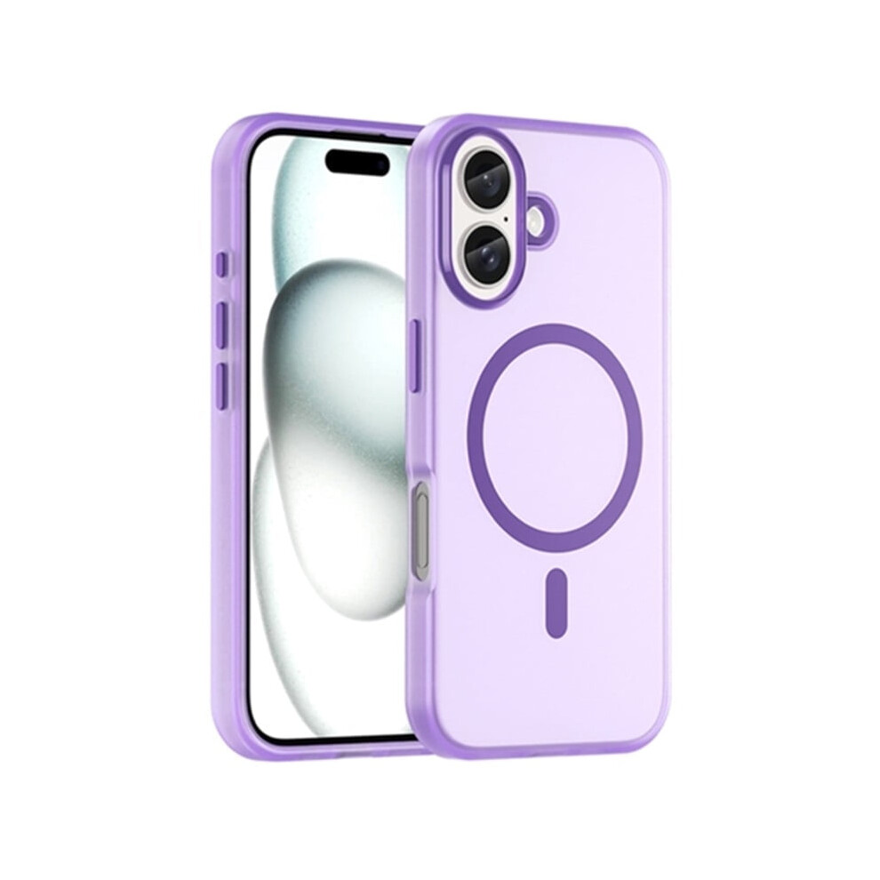 For Compatible With Iphone 16 Magsafe Frosted Translucent Tpu + Pc Full Coverage Phone Case,,For Compatible With Iphone 16 Purple 9489952223018