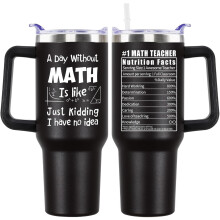 Gobelet isotherme de 1,2 L (40 oz) avec poignée, en acier inoxydable, orné d'une citation mathématique amusante et doté d'une base