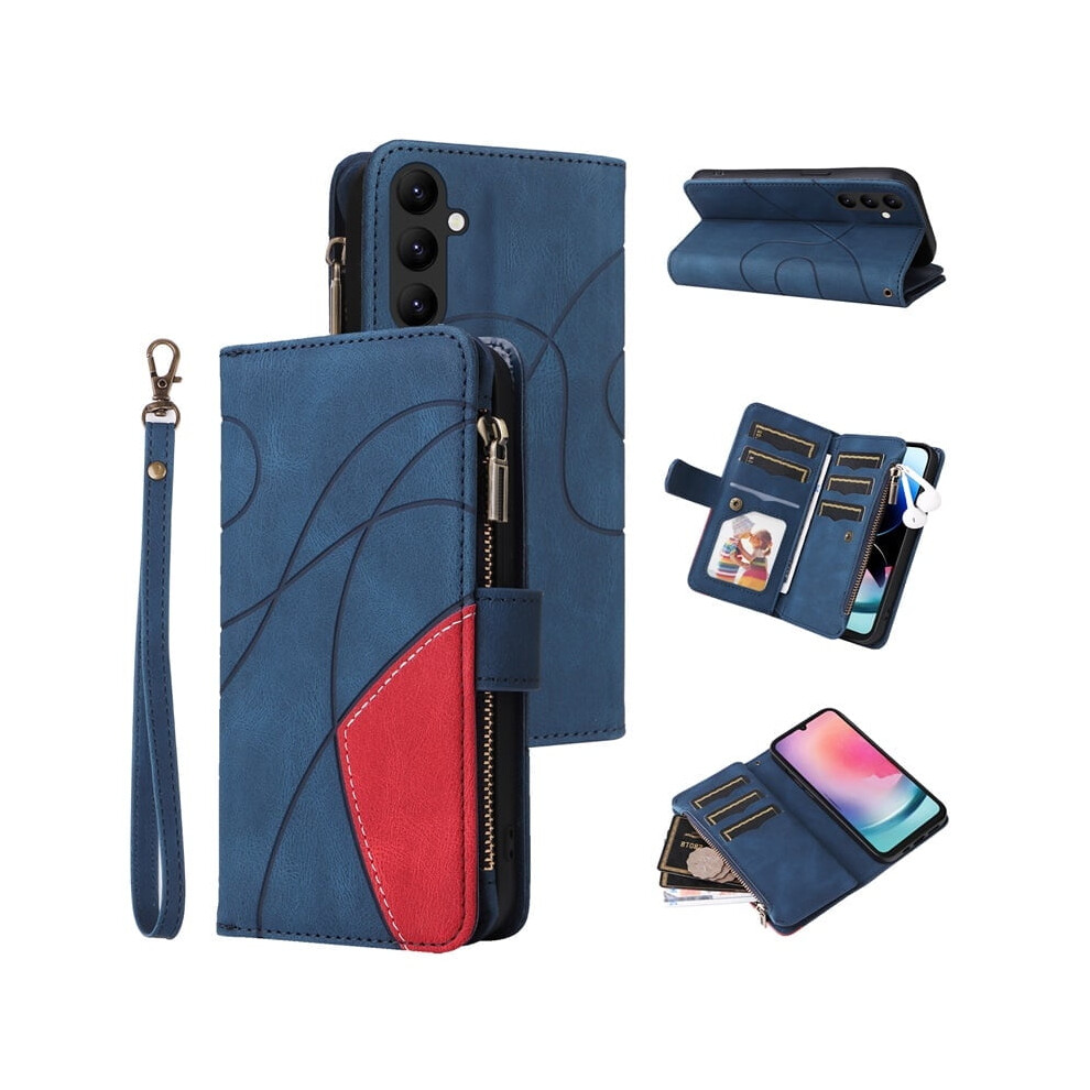 Samsung Galaxy A24(4G) Wallet Case Â 9-Card Holder, Zipper Pocket, Magnetic Pu Leather Folio With Wrist Strap, Blue 9489952222776