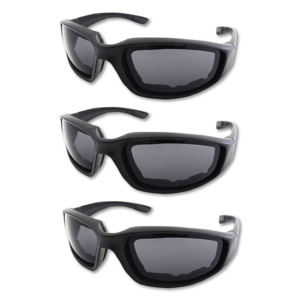 3 Pair Motorcycle Riding Glasses Padding Goggles Uv Protection Dustproof Windproof Motorcycle Black 6485316787212