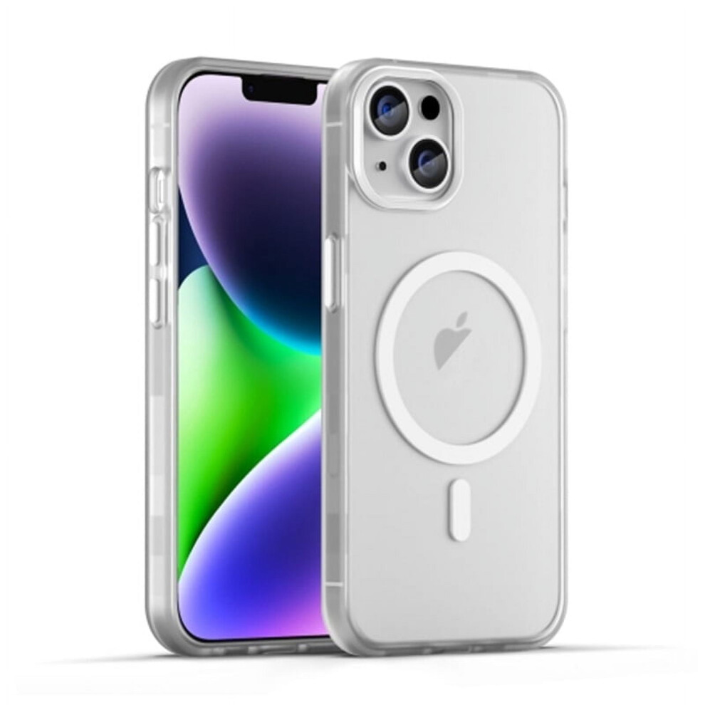 For Compatible With Iphone 15 Magsafe Frosted Translucent Tpu + Pc Full Coverage Phone Case,,For Compatible With Iphone 15 White 9489952222349