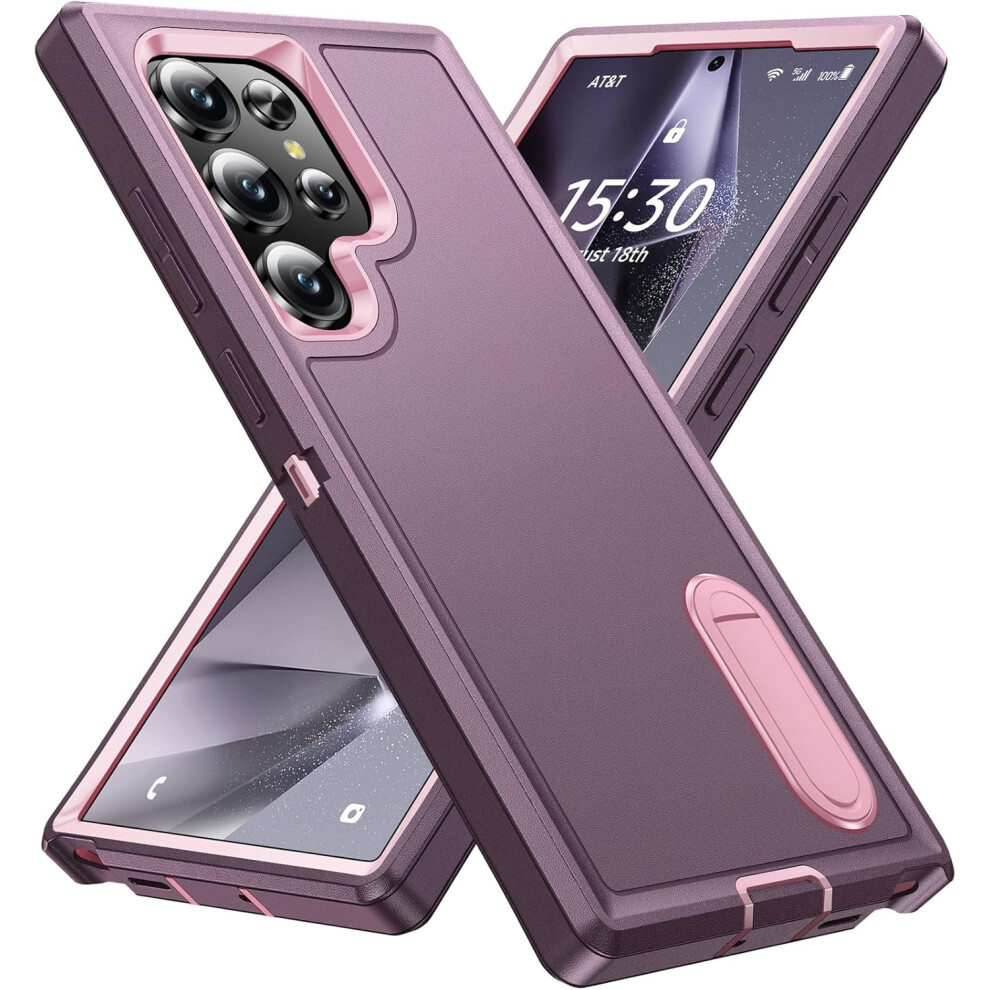 Samsung Galaxy S24 Ultra Case With Built-In Kickstand, Shockproof Military-Grade Cover Â Night Purple/Baby (Compatible With S24 Ultra) Pink 9489952222516