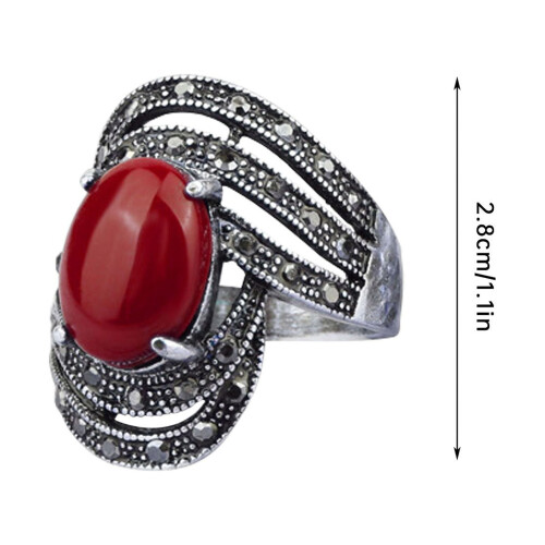 Boho Ethnic Wedding Ring for Women Vintage Crystal Stone 2