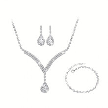 Crystal Bridal Jewelry Set: Necklace, Bracelet & Earrings for Bride/Bridesmaid – Rhinestone Prom Accessories, Compatible with B13
