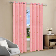 Living Room Curtains Pink Semi-Blackout with Gold Butterfly