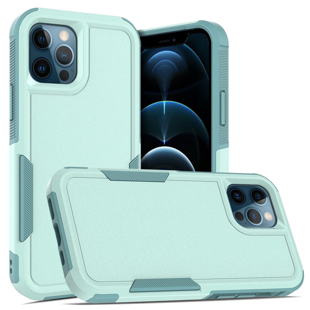 Defender Case For Iphone 12 6.1" Â Heavy-Duty 1-In-1 Rugged, Dustproof, Shockproof, Non-Slip Cover, Light Green 9489952223322
