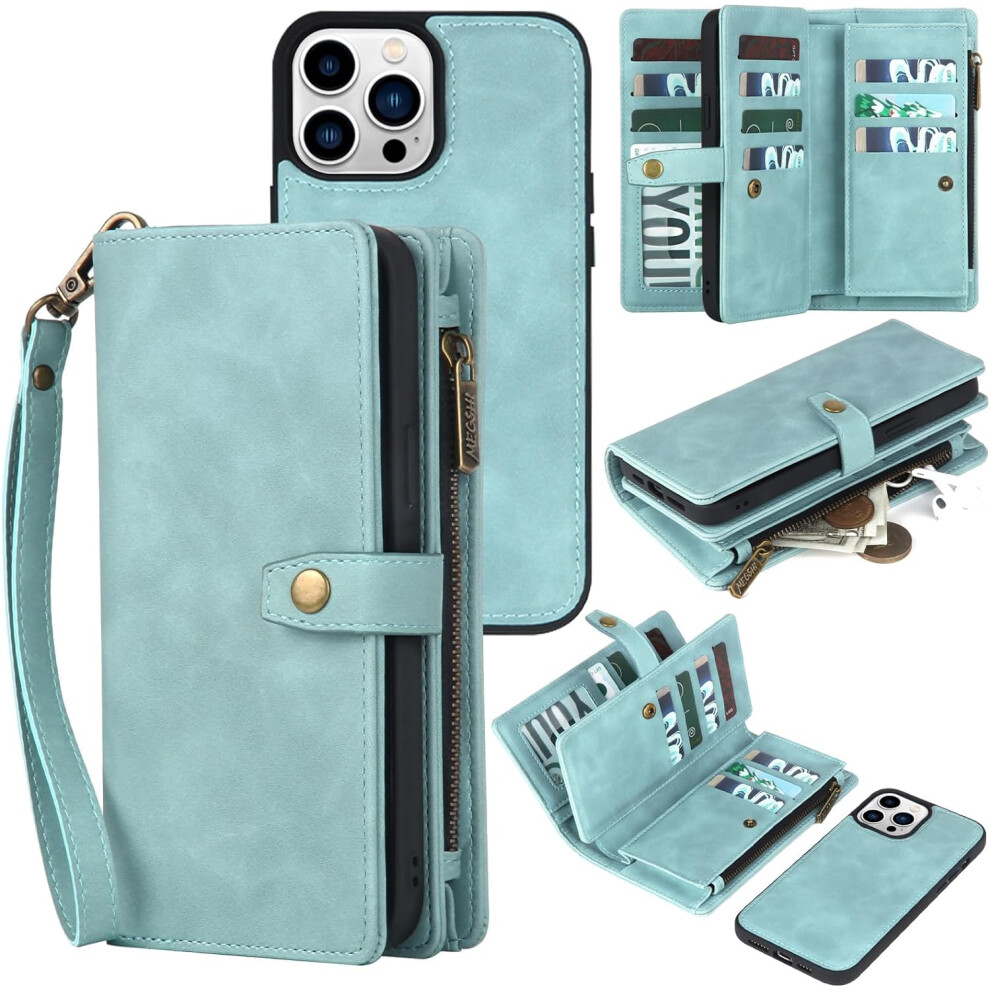Wallet Case Compatible With Iphone 15 Pro Max Â Detachable Magnetic, Shockproof Leather Case With Card Holder, 6.7", Blue 9448483015257