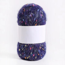 50g/roll Colorful Dots Mohair Yarns Soft Thread DIY Hand Knitted Crochet Woven for Scarf Shawl Crafts,Dark Purple