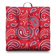 Meditation Cushion with Paisley Pattern, Boho Square Floor Pillow for Yoga and Daily Sitting 22 x 22