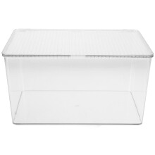 Clear Acrylic Storage Box for Badges, Pins & Anime Items – Large Capacity, Lid, Transparent Display Case for Home/Office