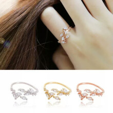 925 Silver Plated,Gold Plated Adjustable Rings Cute Women Cubic Zirconia Jewelry-Adjustable-Rose Gold