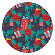 Festive Red and Green Round Tablecloth, 44-Inch Elasticized Edge for Secure Fit on Holiday Table, Christmas Party Decor