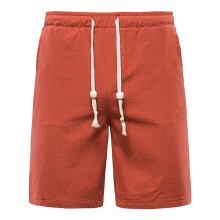 Men's Athletic Shorts Red 3XL Solid Elastic Waist Loose Fit