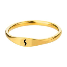 Women's Stainless Steel Simple 3.5mm Gold Alphabet A to Z Initial Rings Wedding Engagement Statement Jewelry S Size 6