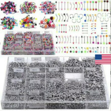 85/105x Bulk Body Piercing Eyebrow Delicate Jewelry Belly Tone Bar Ring Wholesale US-7Pcs Mixed Colors