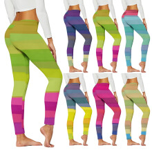 Women's Striped Tights Rainbow Print S