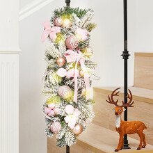 Light Up Christmas Swag Wreath, Pre-lit Stairway Teardrop Garland, Compatible with Indoor/Outdoor Holiday Decor