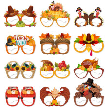 Lot de 12 lunettes en papier citrouille et dinde pour Thanksgiving, accessoires photo pour enfants et adultes, décoration pour photomaton de fête