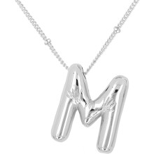 Ketting met bubbelletters, verguld, met initialenhanger, 17+2 inch