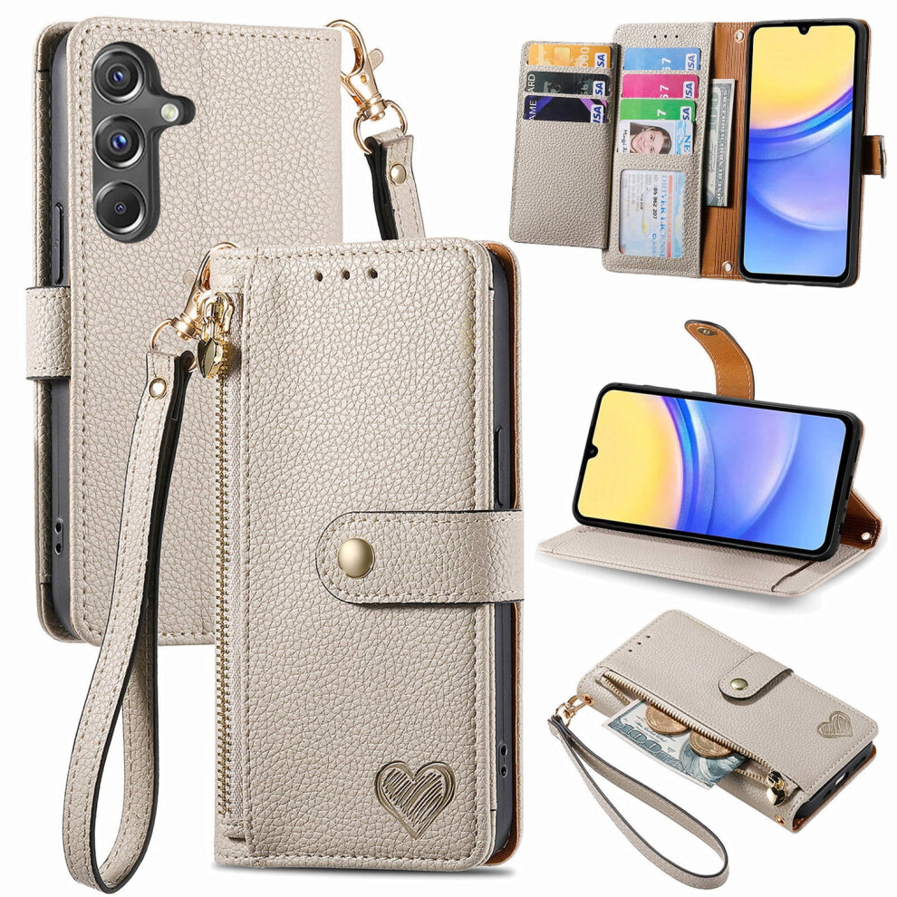 Wallet Leather Phone Case For Compatible With Samsung Galaxy A54 A34 A24 A14 Multi Card Zipper Phone Case 9489952965093