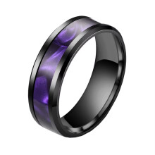 Stainless Steel Purple Thumb Ring – 8mm, Size 7