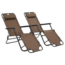 vidaXL Klappbare Sonnenliegen 2 Stk. mit Fußablage Braun