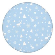 Reindeer Pattern Elastic Edge Tablecloth 44 Inch Round, Christmas Theme Design for Holiday Meals and Celebrations