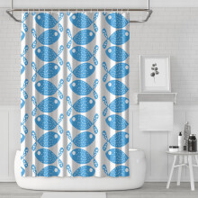 Perdea de duș cu desene animate cu pești bule, 72x72inch, material textil din poliester impermeabil cu cârlige pentru decorul băii copiilor sau