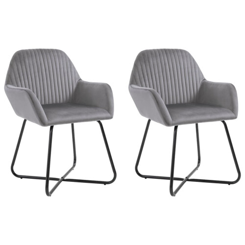 VidaXL vidaXL Esszimmerstühle 2 Stk. Grau Samt