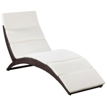 vidaXL Klappbare Sonnenliege mit Auflage Poly Rattan Braun
