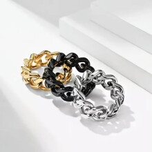 Cuban Link Spinner Ring Stainless Steel Unisex Gold