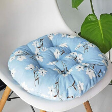 Bohemian Plush Round Chair Pad, Soft Seat Cushion for Garden, Patio, Home, Kitchen & Office Flower Blue Diameter 18"