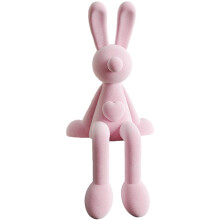 Fluwelen paashaasje decoratiefiguurtje van gevlokt hars, 1 stuk