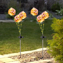Solar tuinverlichting met 3 koppen, waterdicht, roze, 70 cm