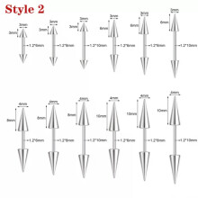 16G18G Rostfritt Stål Örhänge Spike Helix Tragus Skivstång Piercing Smyckestil 2-1mmx8mm-3x6mm