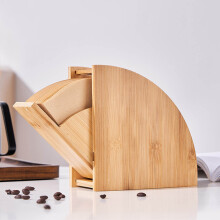 Handgemaakt, massief houten opbergrek voor koffiefilterpapier met deksel, houten houder voor thuis, kantoor of café, 1 stuk