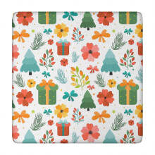 New Year Gathering Tablecloth 34x34 Square, Stretchable Christmas Design on Premium Spandex Material