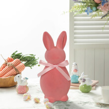 Easter Bunny Figurine Resin Pink 7.873.35 in