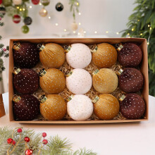 15 Pcs Velvet Christmas Ball Ornaments, 3.15" Flocked Shatterproof Baubles with Rhinestones, Glitter Xmas Tree Hanging Decor