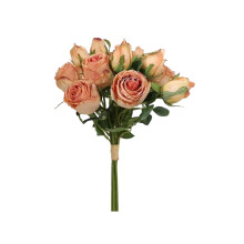 6-Pack 14.6" Artificial Rose Bouquet for Wedding/Home Decor, Shooting Props – Orange, Compatible with Standard Vases