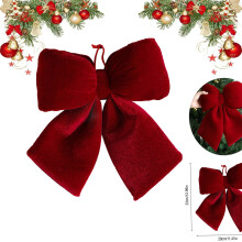 Extra Large Red Velvet Christmas Bows – Burgundy Plush Tree Topper & Wreath Bow, Compatible with Christmas Trees