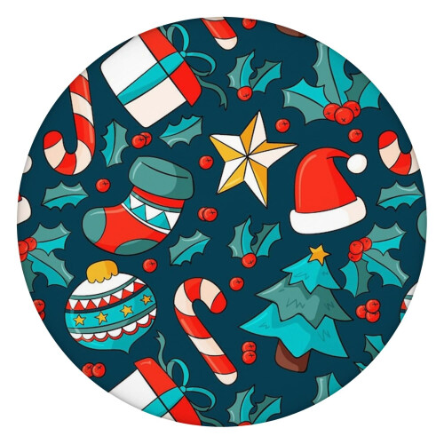 Toalha de mesa redonda de 52 polegadas com borda elástica – Elegante e prática para as refeições de Natal.