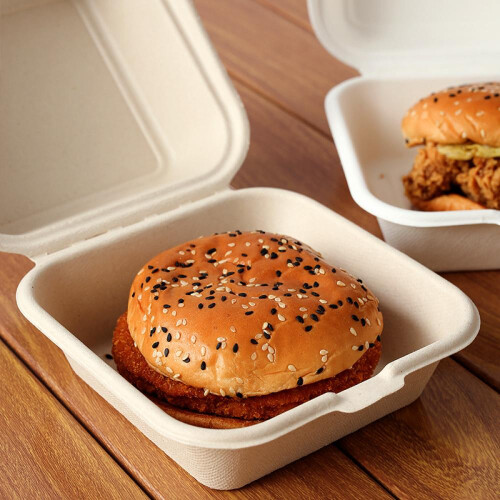 Disposable packing box lock box take-out lunch box pulp hamburger lunch box degradable and extendable cake box 2