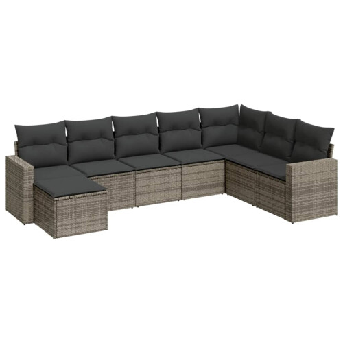 VidaXL vidaXL 8-tlg. Garten-Sofagarnitur mit Kissen Grau Poly Rattan