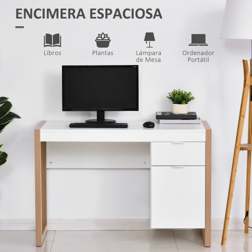Homcom Mesa de Escritorio Blanco 112.5 x 50 x 75.5 cm 1